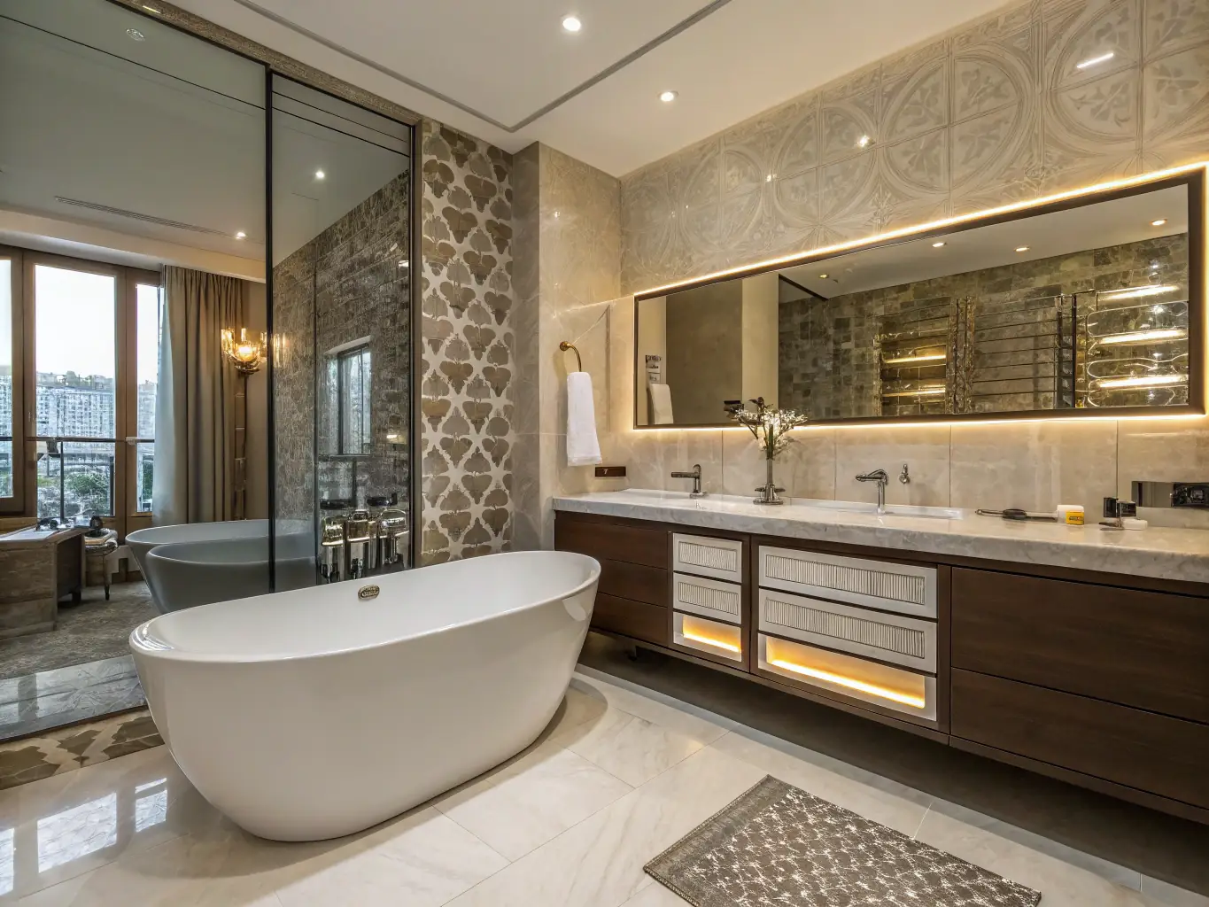 A beautifully renovated bathroom featuring modern fixtures, tile work, and a spacious layout, showcasing a full bathroom remodel by Upstate Bath Renewal.