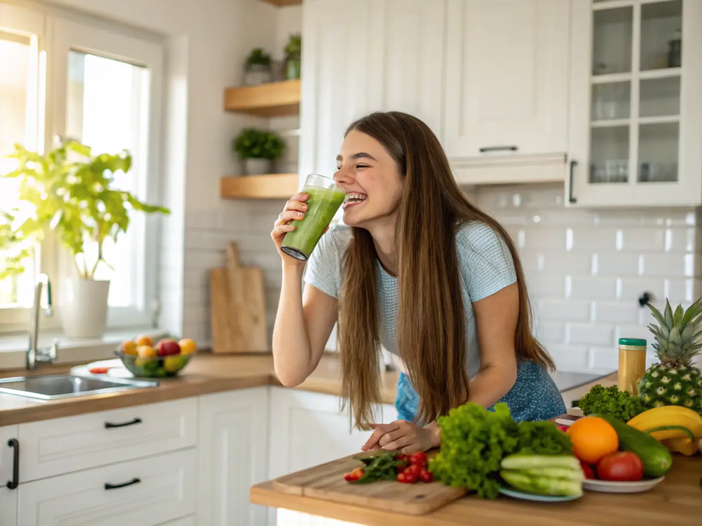 A satisfied homeowner smiling in their newly remodeled kitchen, emphasizing the positive experience and customer satisfaction that Upstate Bath Renewal provides.