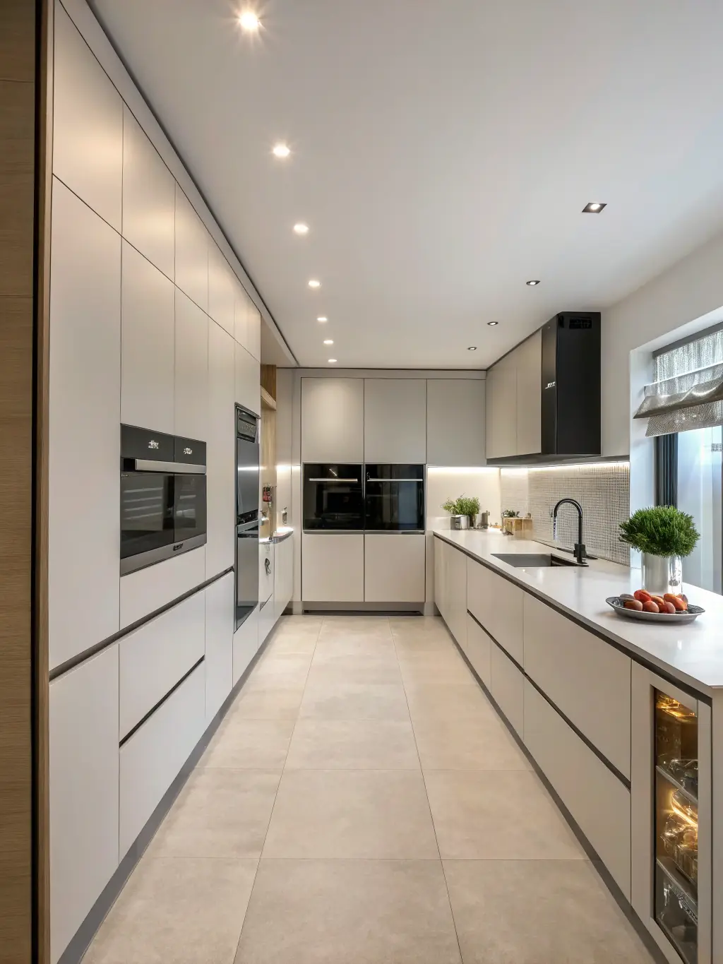 Modern kitchen design with sleek cabinetry, quartz countertops, and integrated appliances, showcasing functionality and elegance for Spartanburg home remodeling.