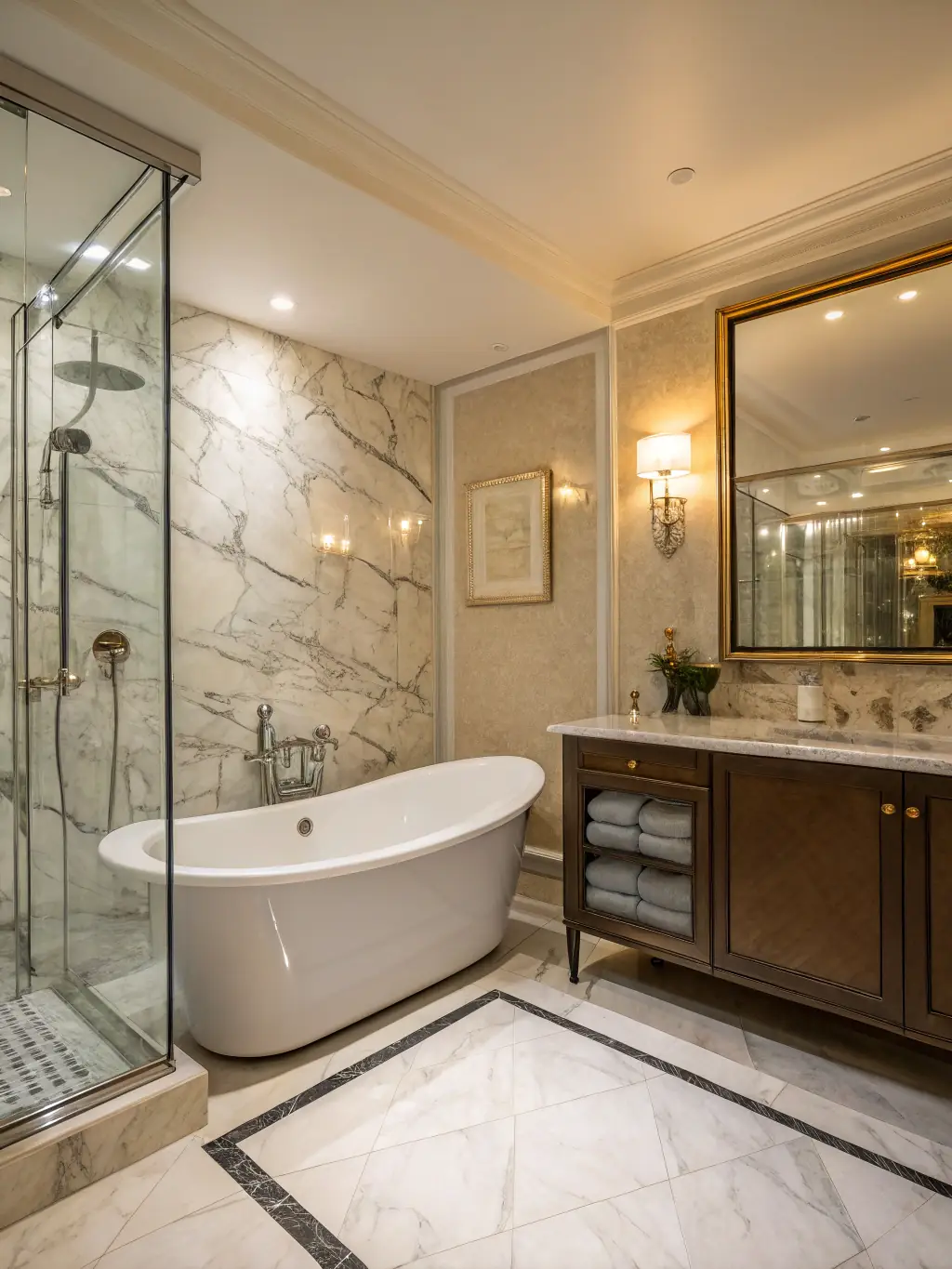 A beautifully remodeled Hendersonville bathroom with a modern walk-in shower, new vanity, and updated tile flooring, showcasing Upstate Bath Renewal's expertise in full bathroom renovations.